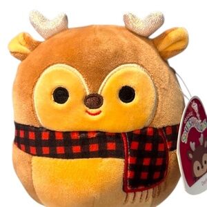 NWT-Squishmallows Brown and Cream Deer with Red Scarf
